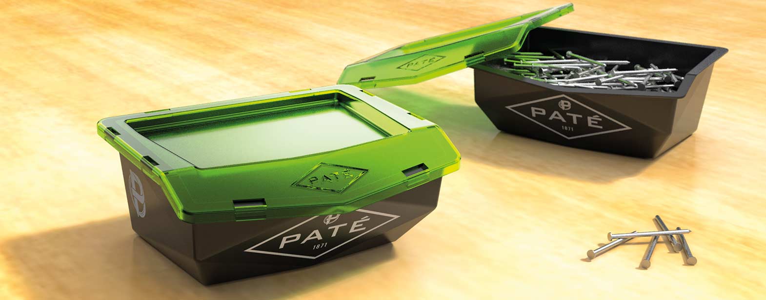 Ce nouveau packaging de 1kg, qualitatif, réutilisable et empilable a été créé pour la pointerie Paté.
Ce produit est entièrement réalisé en PP injecté, il résiste aux chocs et à l'humidité. Une fois vide, il pourra par exemple équiper votre atelier et servir de bac de rangement fixé à un rail mural.